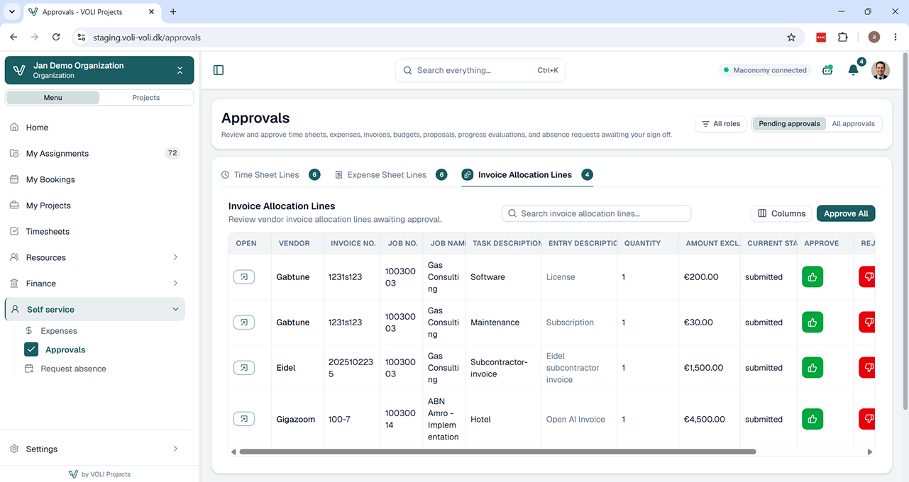 Vendor invoice approval